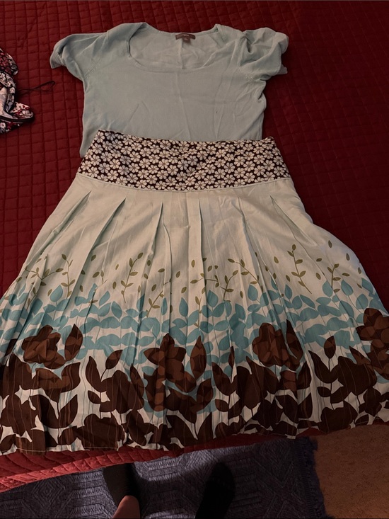 Apt. 9 Dresses & Skirts - Apt. 9 Light Blue Floral Pleated Skirt